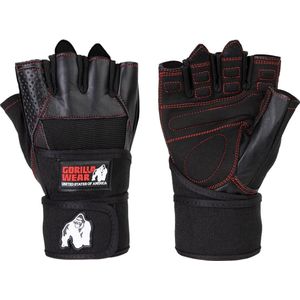 Gorilla Wear - Dallas Wrist Wrap Handschoenen - Zwart/Rode Stiksels