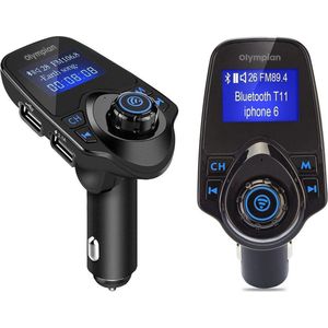 Bluetooth FM Transmitter voor auto, 120 ° Rotatie Auto Radio Adapter CarKit met 4 Music Play Modes / Hands-free Bellen / TF Kaart / USB Auto Lader / USB Flash Drive / AUX Input / Output 1.44 inch LCD Display/ Bluetooth Carkit 5 in 1