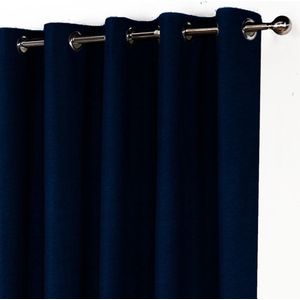 Home of Curtains - LEMONI - Dikke Gordijn - Met Ringen - Verduisterend - Isolerend - Kant en Klaar - 300x260 cm - Donker Blauw - 1 Stuk