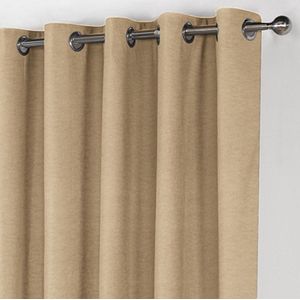 Home of Curtains - LEMONI - Dikke Gordijn - Met Ringen - Isolerend - Kant en Klaar - 300x260 cm - Beige - 1 Stuk