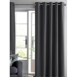 Home of Curtains - RUBEN - Gordijn - Ringen - Verduisterend - Kant en Klaar - 144x180 cm - Antraciet