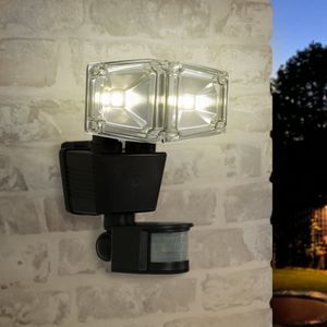 Solar buitenlamp - Floodlight/beveiligingslamp 'James II' - Schijnwerper met bewegingsmelder en los paneel - Tuinverlichting op zonne-energie
