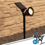 Solar tuinverlichting LED spot 'Highlight' - Voordeelset 3 stuks - Warm wit licht - Spots op zonne-energie - Zwart