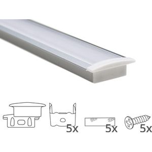 Led strip profiel inbouw laag model - compleet inclusief afdekkap 2 meter 8 mm