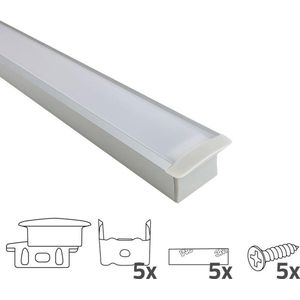 Led strip profiel inbouw 2M – 20mm hoog – incl. afdekkap - Led profiel inbouw - Wit