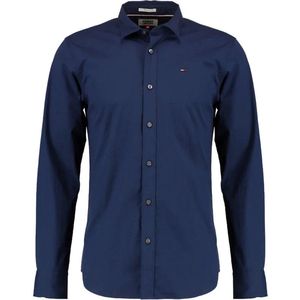 Tommy Jeans Heren Overhemden Slim Fit Stretch Blauw