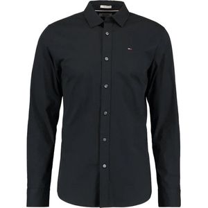 Tommy Jeans Heren Overhemden Slim Fit Stretch Zwart