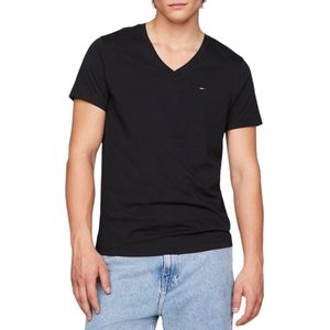 Tommy Hilfiger T-shirt Heren - Zwart - Katoen met V-hals