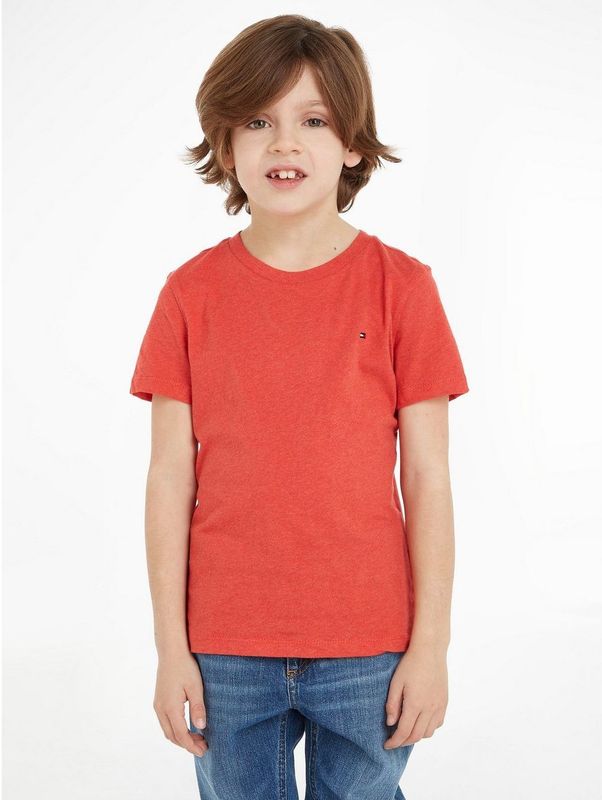 Tommy Hilfiger - BOYS BASIC CN KNIT S/S - T-shirt - Apple Red Heather - Korte Mouwen