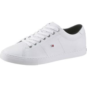 Tommy Hilfiger Gevulkaniseerde sneakers voor heren, Essential Leather Schoenen, wit wit wit 100, 45 EU