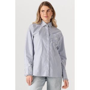 JOSH V - Jennie - Blouse - Bright Blue en Off White - Gerecycled Polyester en Katoen