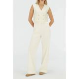 Leva Top - Ecru - Gilet - Luxe Licht Getailleerd - Double-Breasted Knoopsluiting