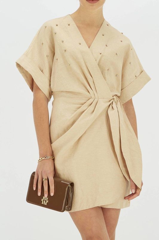 JOSH V - Wikkeljurk - Beige - Linnen