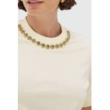 Josh V - Rosina Top - Light Ecru - Aangesloten Top - Korte Mouwen