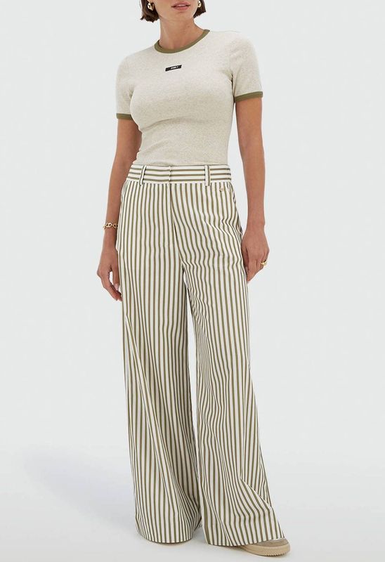 JOSH V - Wide Leg High Waist Broek - Groen