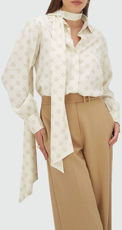 Josh V - Sydney Blouse - Crème-wit - Monogramprint