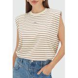 Sue T-Shirt - Creme White/Dark Brown XXS