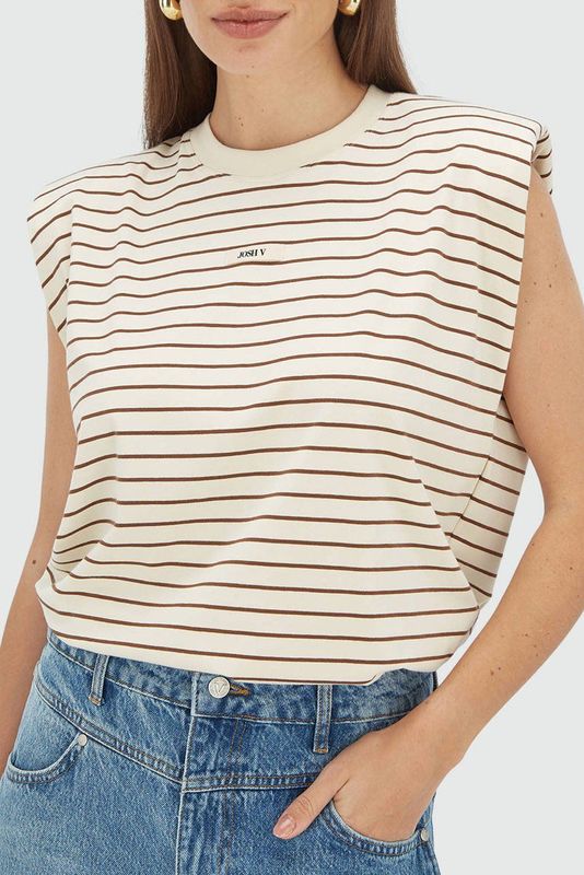 Sue T-Shirt - Creme White/Dark Brown XXS