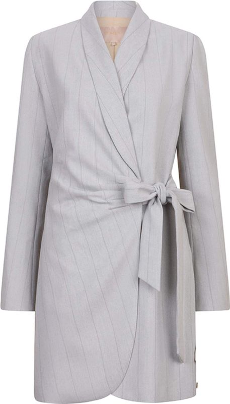 Bonita - Blazerjurk - Lichtgrijs - Met Strikdetail en Schoudervullingen