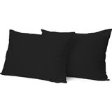 Kussensloop Hotelsluiting Percal Katoen zwart Kussenslopen set van 2 stuks