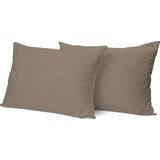 Kussensloop Hotelsluiting Percal Katoen zand Kussenslopen set van 2 stuks