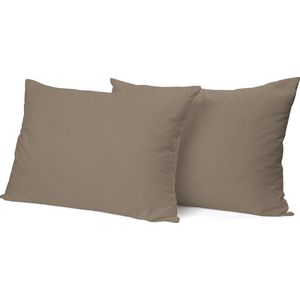 Kussensloop Hotelsluiting Percal Katoen zand Kussenslopen set van 2 stuks