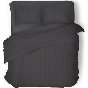 Elegance - Dekbedovertrek - 260x200/220 - Uni - Satijnstreep / Satijn Streep - Hotel Kwaliteit Satin Stripe - Antraciet