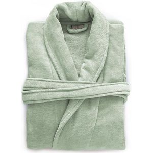 LINNICK Pure Badjas Velours - 100% Katoen - Soft Green - Maat L - Badjas Dames - Badjas Heren