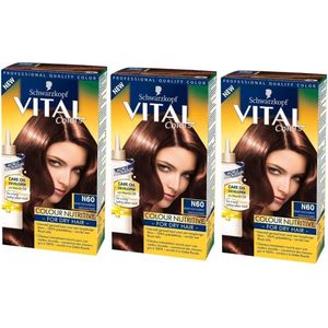 Schwarzkopf Vital Colours Royal Jelly - 60 Donker Chocolade Bruin - Haarverf - 3 Stuks Voordeelverpakking