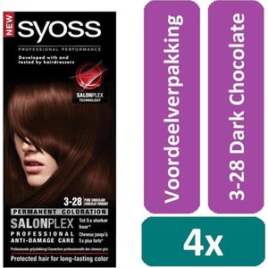 Syoss Colors - 3-28 Dark Chocolate - Haarverf - 4 stuks - Voordeelverpakking