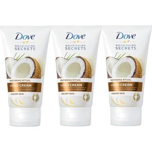 Dove Handcrème Coconut 3 x 75 ml Multipack - Voor de droge huid - Hand cream Coconut Restoring Care for dry skin