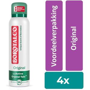 Borotalco Original spray - 4 stuks - voordeelverpakking