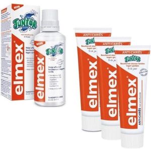 Elmex Junior Pakket - 1 x Mondspoeling & 3 x Elmex Junior Tandpasta