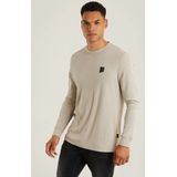 Chasin' - Longsleeve - Beige - Effen - Ronde Halslijn