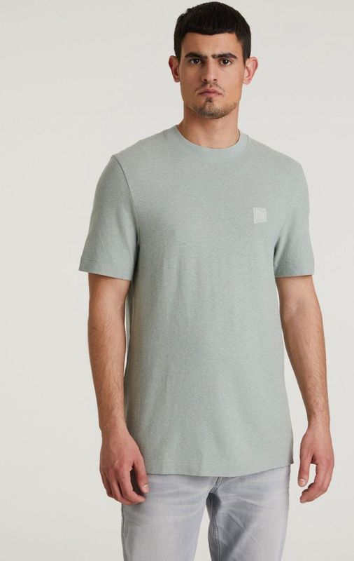 CHASIN' - Heren Regular Fit - Eenvoudig T-Shirt - Ethan Linen - Midden Groen