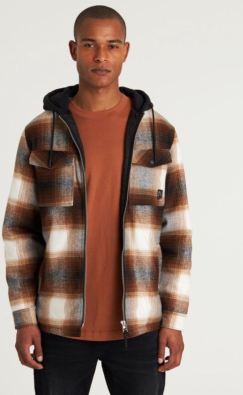 CHASIN' Heren Regular Overhemd Stark Kingston Donkerbruin