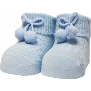 iN ControL 2pack NEWBORN socks POMPOM soft blue