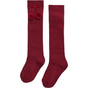iN ControL 2pack kniekousen rib/pompom Deep red 15/17