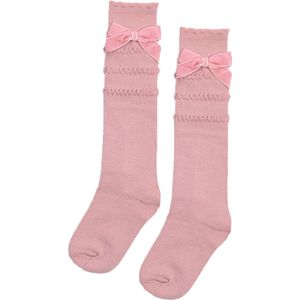 iN ControL 2pack kniekousen met VELVET strik - Roze 15/17