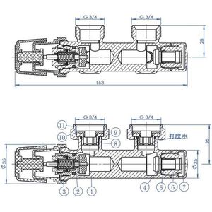 Riko - Thermostatisch Onderblok - Geborsteld Staal - Haaks-Rechts
