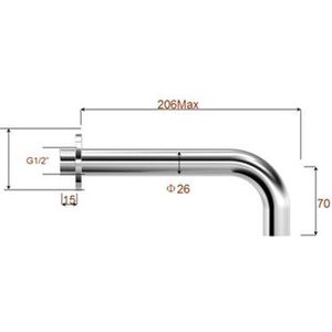 Wiesbaden Caral Inbouw Baduitloop 20 cm. - Mat Zwart