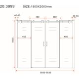 Slide Schuifbare Nisdeur 4-d. 1800x2000 Chr.8mm NANO