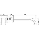 Baduitloop wiesbaden uitloop vierkant 21,6 cm mat zwart