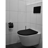 Toiletpot Hangend Wiesbaden Vesta 52 cm Diepspoel Wandcloset Rimless Mat Wit Met Mat Zwart Shade Zitting