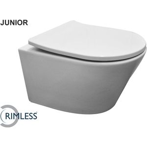 Wandcloset Wiesbaden Vesta Junior Diepspoel Rimfree Wit (Inclusief Flatline Zitting Wit)
