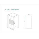 Wiesbaden Slim - Inloopdouche / Douchewand - 110x200 - Helder / Mat Glas - Antikalk - 8mm Veiligheidsglas - Excl. Stabilisatiestang en Profielset
