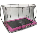 EXIT Silhouette inground trampoline rechthoek 214x305cm met veiligheidsnet- roze
