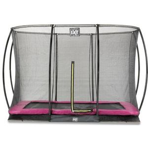 EXIT Silhouette inground trampoline rechthoek 214x305cm met veiligheidsnet- roze