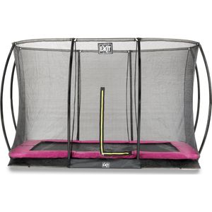 EXIT Silhouette inground trampoline rechthoek 244x366cm met veiligheidsnet- roze