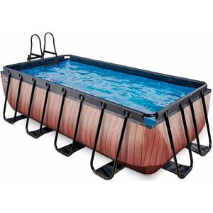 EXIT Wood zwembad 400x200x100cm met zandfilterpomp - bruin